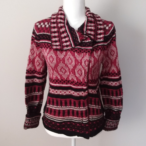 Lucky Brand Sweaters - WINTER SALE Lucky Brand Lucky Me Burgandy/Black Sweater Jacket